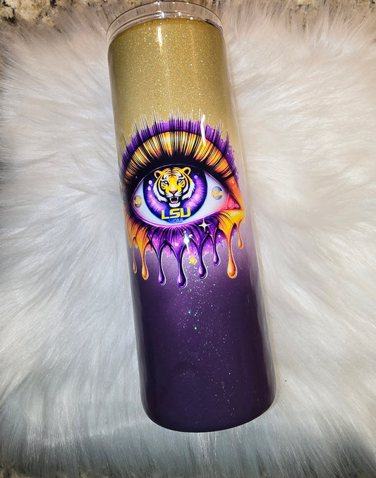 20 oz skinny epoxy LSU glitter tumbler
